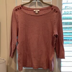 The Tog Shop Red and White Striped 3/4  Sleeve Top